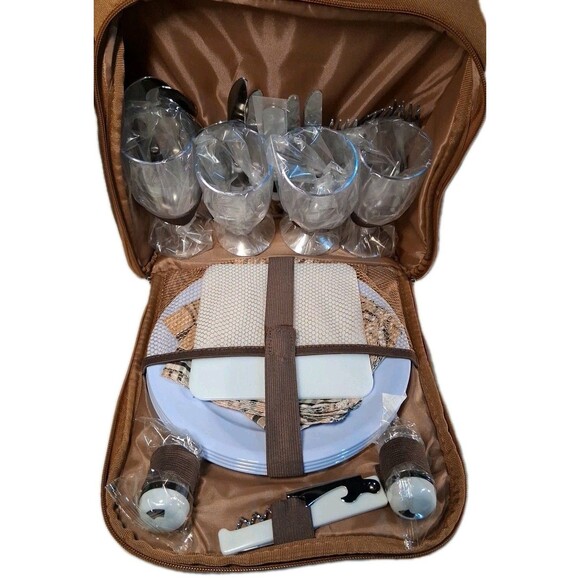 Hap Tim Picnic Basket Backpack for 2 Person with 2 Insulated Cooler Compartme... - Picture 7 of 7